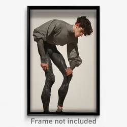 Art Poster - Man Feeling Insecurity Wearing Corny Grey Legwear