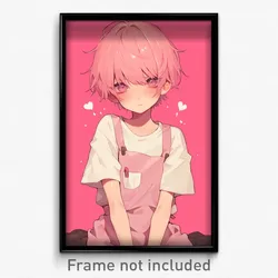 Anime Art Poster - Boy Feeling Hate Wearing Burly Pink Apron (Print)