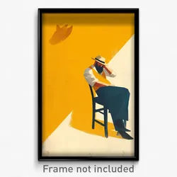 Icelandic Movie Poster - Man Feeling Bored, Simple Yellow Dress (Art Print)