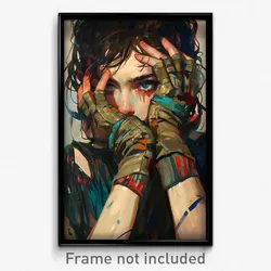 Art Poster - Boy Feeling Dread Wearing Orderly Elbow Gloves (Art Print)