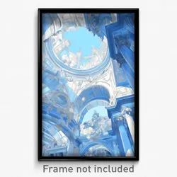Art Poster - Light Blue Roman Architecture (Psychedelic Trippy Weird Print)