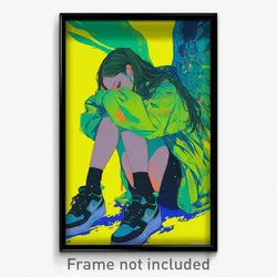 Art Poster - Girl Feeling Enlightened Wearing Different Green Wings (Art Print)