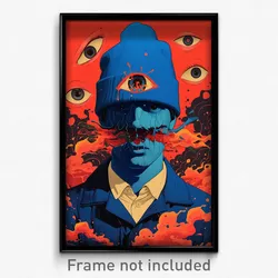 Icelandic Movie Poster - Man Feeling Dread, Blue Backwards Hat (Art Print)