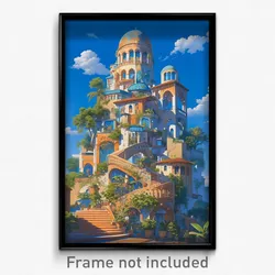 Art Poster - Spotless American Architecture (Psychedelic Trippy Weird Print)