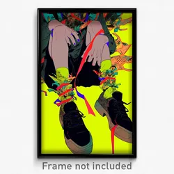 Anime Art Poster - Boy Feeling Vicious Wearing Tattered Green Socks (Print)