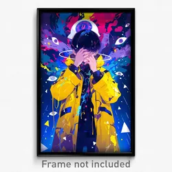 Anime Art Poster - Boy Feeling Insightful Wearing Strange Yellow Coat (Print)