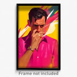 Spanish Movie Poster - Man Feeling Annoyance, Sophisticated Pink Shirt (Print)