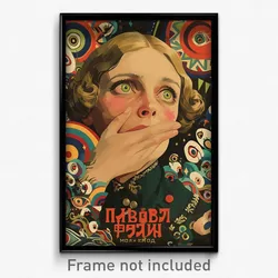 Russian Movie Poster - Woman Feeling Awe, Second Hand Popped Button (Art Print)
