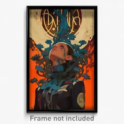 Icelandic Movie Poster - Girl Feeling Worried, Grimy Blue Flower (Art Print)
