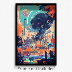 Movie Art Poster - Flat City (Psychedelic Trippy Weird Retro Cartoon Film Print)