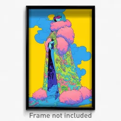 Anime Art Poster - Woman Feeling Discombobulated, Voluminous Fur Cloak (Print)