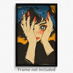 Icelandic Movie Poster - Girl Feeling Submissive, Wavy Blue Ribbon (Art Print)