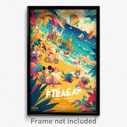 French Movie Poster - Starry Beach (France Psychedelic Art Retro Film Print)