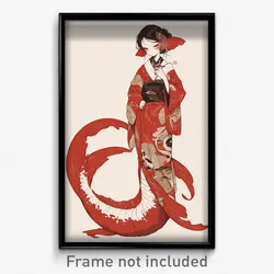 Art Poster - Moray Eel Feeling Sentimentality Wearing Jobless Red Kimono