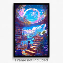 Art Poster - Sky Blue Book Store (Psychedelic Trippy Weird 11x17 Print)