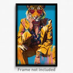 Art Poster - Woman Feeling Shameless Wearing Spectacular Tiger Costume (Print)