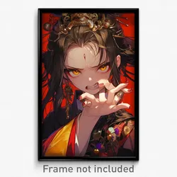 Anime Art Poster - Woman Feeling Anger Wearing Unique Forehead Jewel (Print)