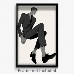 Art Poster - Man Feeling Interest Wearing Sophisticated Stirrup Legwear (Print)