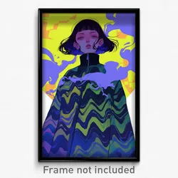 Art Poster - Girl Feeling Distracted Wearing Zigzag Jacket Pull (Art Print)