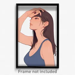 Anime Art Poster - Woman Feeling Hate Wearing Warped Blue Tank Top (Print)