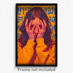 Hebrew Movie Poster - Woman Feeling Depressed, Humble Orange Hoodie (Art Print)