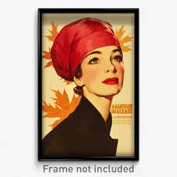 German Movie Poster - Woman Feeling Thankful, Slim Red Headwear (Art Print)