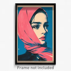 Icelandic Movie Poster - Woman Feeling Curiosity, Carefree Pink Scarf (Print)