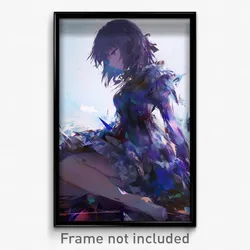 Anime Art Poster - Girl Feeling Patience Wearing Old Frilled Dress (Print)