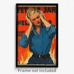 Icelandic Movie Poster - Woman Feeling Anger, Bright Denim (Iceland Art Print)