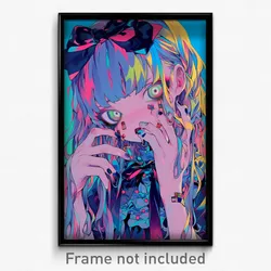Anime Art Poster - Girl Feeling Angry Wearing Fancy Frilled Ribbon (Print)
