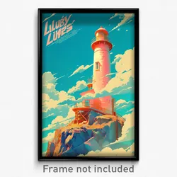 Icelandic Movie Poster - Fluffy Lighthouse (Iceland Retro Film Art Print)