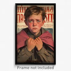 Russian Movie Poster - Boy Feeling Stressed, Precious Pink Cape (Art Print)