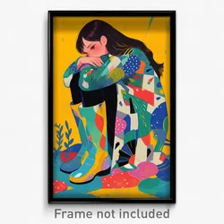 Art Poster - Woman Feeling Pity Wearing Superb Rubber Boots (Print)
