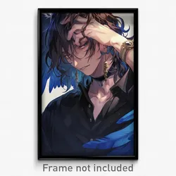 Anime Art Poster - Man Feeling Mad Wearing Superb Feather Hair Ornament (Print)