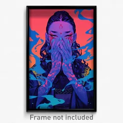 Anime Art Poster - Woman Feeling Vigilance, Heavenly Two Tone Gloves (Print)