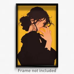 Art Poster - Girl Feeling Greed Wearing Stylish Black Scrunchie (Art Print)