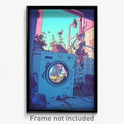 Art Poster - Haunting Washing Machine (Psychedelic Trippy Weird 11x17 Print)