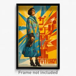 Russian Movie Poster - Woman Feeling Happiness, Gray Black Footwear (Art Print)
