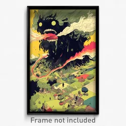 Art Poster - Monstrous Pasture (Psychedelic Trippy Weird 11x17 Print)