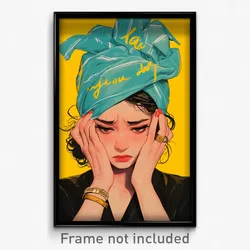 Thai Movie Poster - Woman Feeling Woe, Webbed Aqua Headwear (Thailand Art Print)