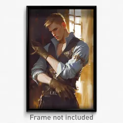 Art Poster - Man Feeling Worthy Wearing Colorless Half Gloves (Print)