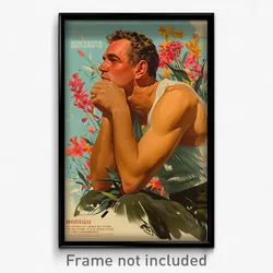 Greek Movie Poster - Man Feeling Gratitude, Flowery Sleeveless Sweater (Print)