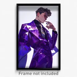 Art Poster - Man Feeling Outrage Wearing Purple Shiny Clothes (Print)