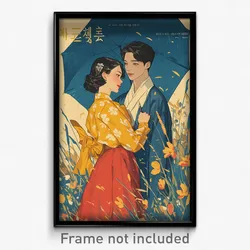 Russian Movie Poster - Woman Feeling Serenity, Studious Korean Clothes (Print)