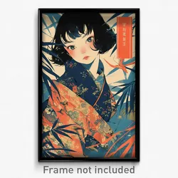 Chinese Movie Poster - Girl Feeling Self Conscious, Outgoing Short Kimono