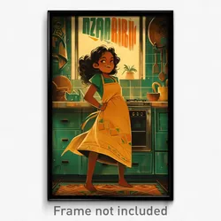 Brazilian Movie Poster - Girl Feeling Cowardly, Orange Yellow Apron (Art Print)