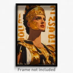Greek Movie Poster - Woman Feeling Strong, Imaginative Gold Trim (Art Print)