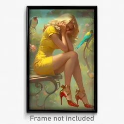 Art Poster - Golden Parakeet Feeling Hate Wearing Sarcastic Stiletto Heels