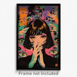 Chinese Movie Poster - Woman Feeling Glee, Glaring Black Undershirt (Art Print)