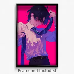 Art Poster - Boy Feeling Hatred Wearing Glass Checkered Necktie (Print)